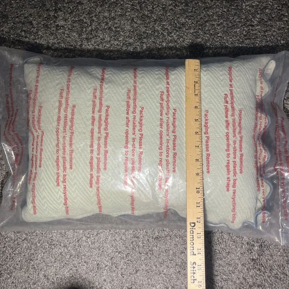 Sage Green Ruffled Edge Lumbar Support‎ Pillow With Removable Cover Brand New